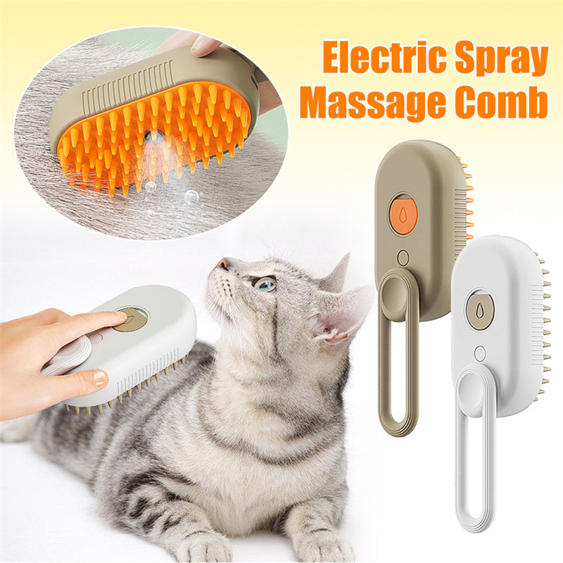 CatMate 3-in-1 Electric Steam Brush for Cats & Dogs - Massage, Groom, & Remove Hair Effortlessly!