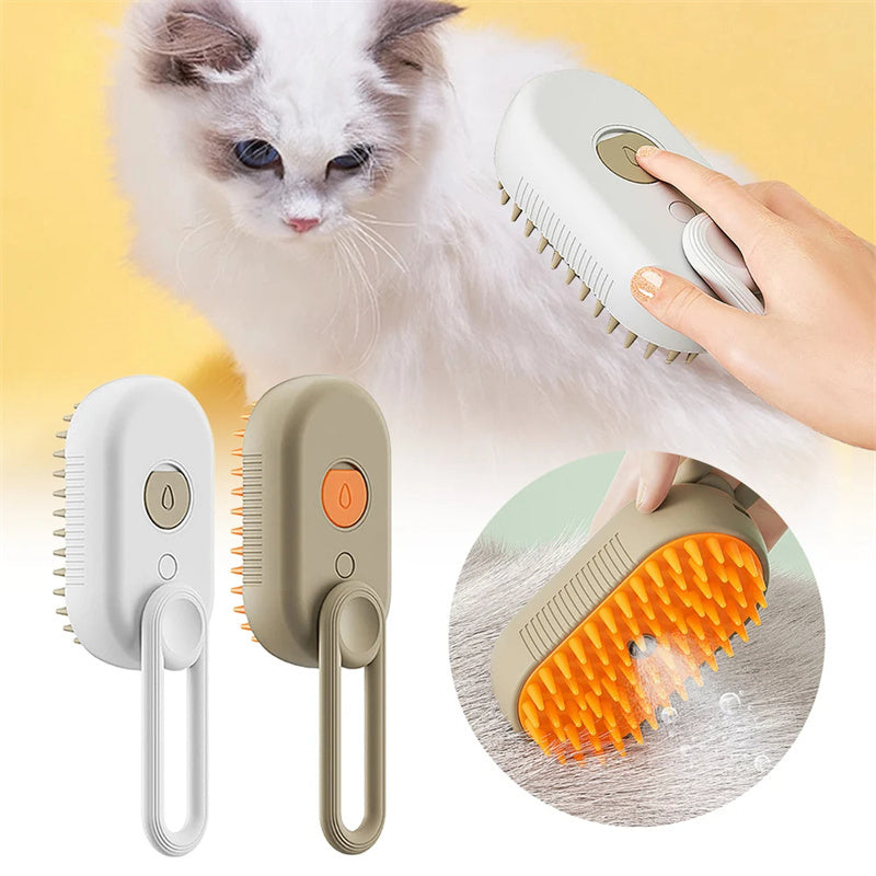 CatMate 3-in-1 Electric Steam Brush for Cats & Dogs - Massage, Groom, & Remove Hair Effortlessly!