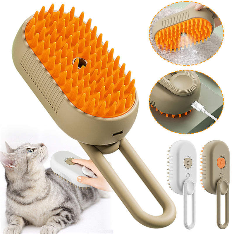 CatMate 3-in-1 Electric Steam Brush for Cats & Dogs - Massage, Groom, & Remove Hair Effortlessly!