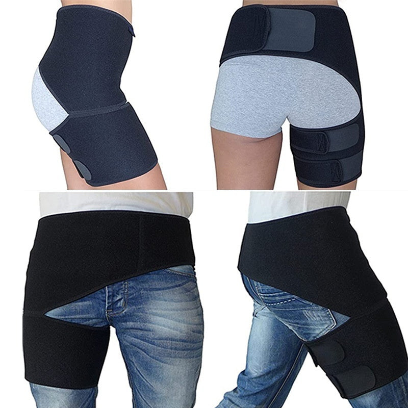 Fitness waist support belt with groin strap, leg guard for strain prevention