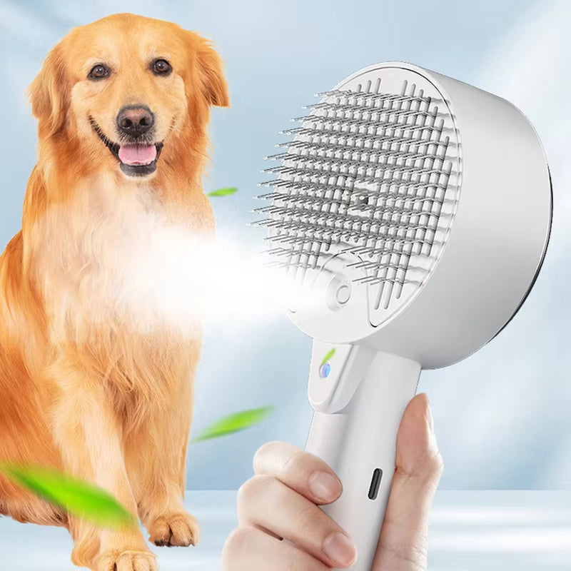 Pawfect Paws Steamy Grooming Brush - 3-in-1 Electric Sprayer & Massager for Cats and Dogs
